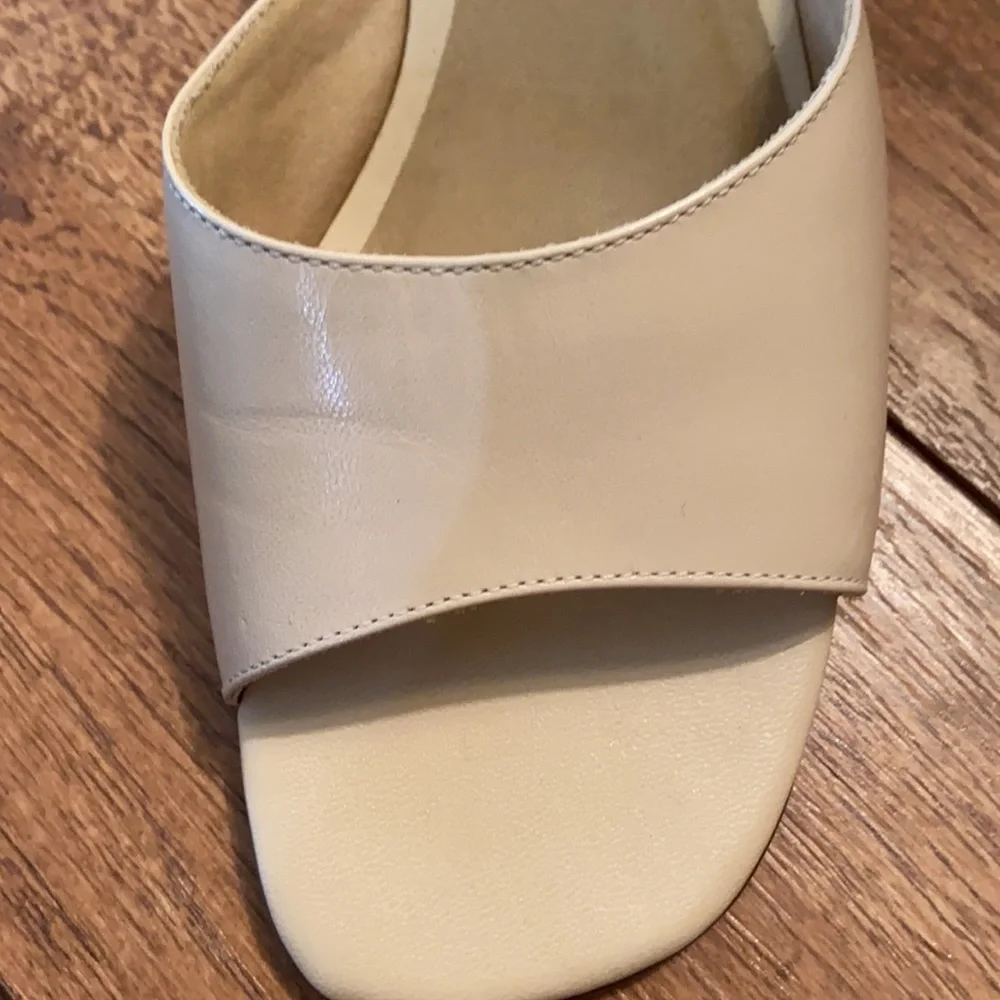 Cream Slide with Chunky Heels